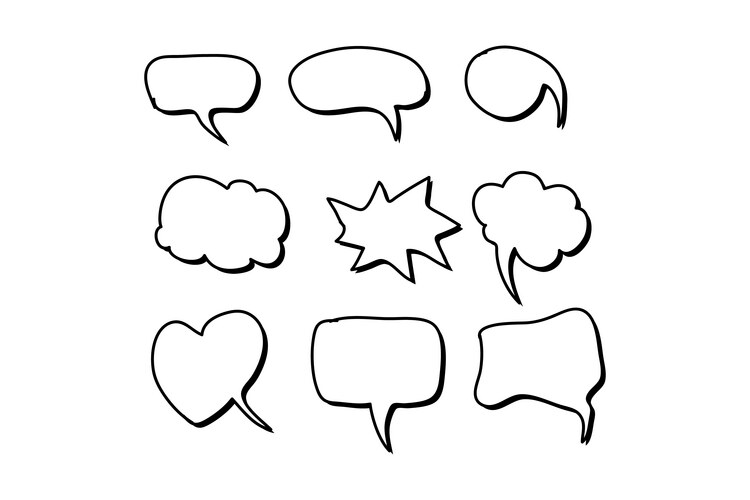 Hand Drawn Speech Bubbles & Thought Bubbles Vector Image
