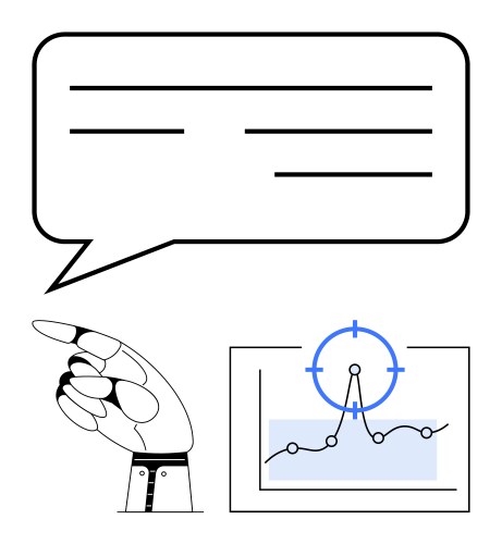 Robotic hand pointing to data analytics graph vector image