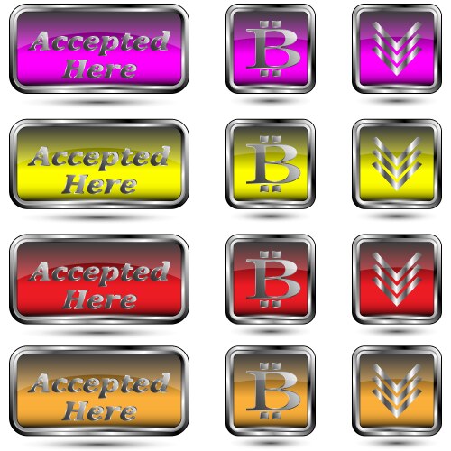 Set of buttons with bit-coin symbol vector image