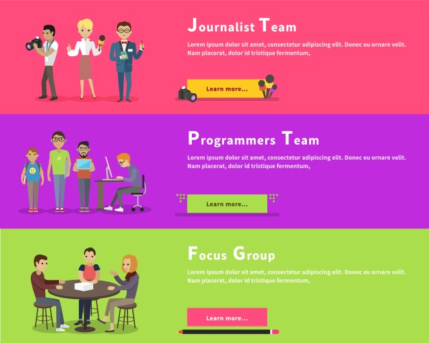 Journalists team programmers geek focus group vector image
