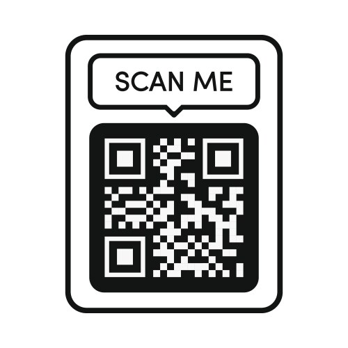 Qr code frame black color scan me tag vector image