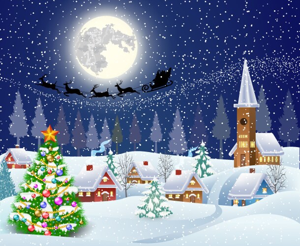 Snowy Village Royalty Free Vector Image Vectorstock