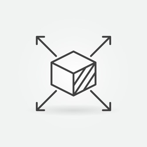 Cube scale with arrows scalability concept linear vector image