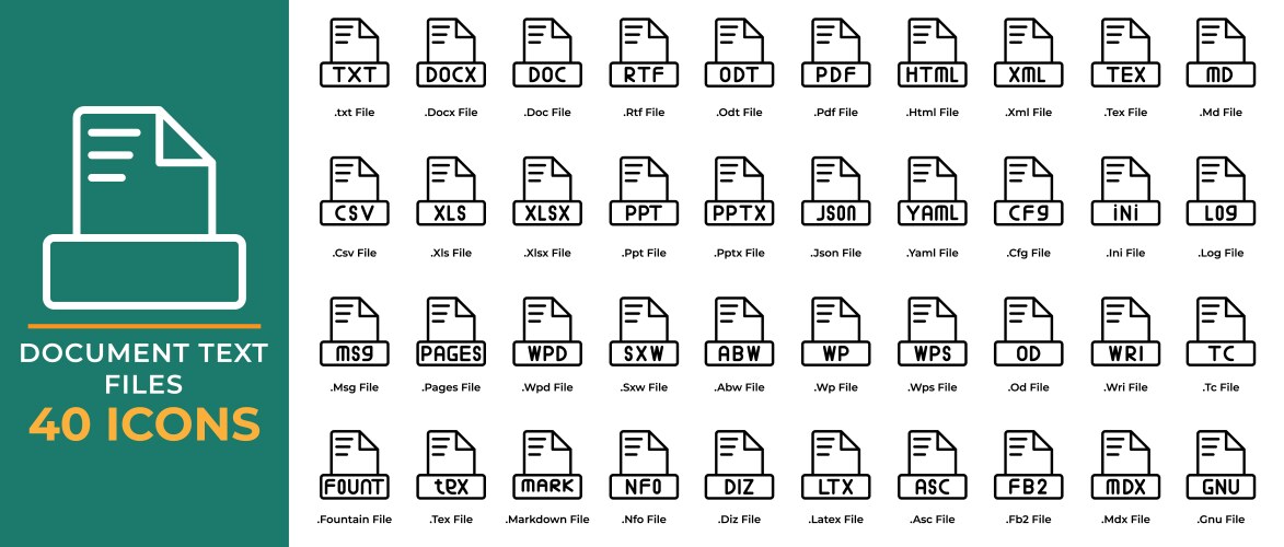 Set of document file text icons txt ppt pdf doc vector image