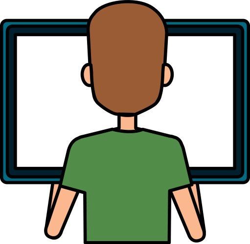 Man using computer desktop vector image