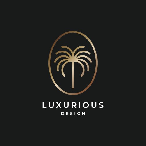 House resort palm tree tropic gold logo Royalty Free Vector