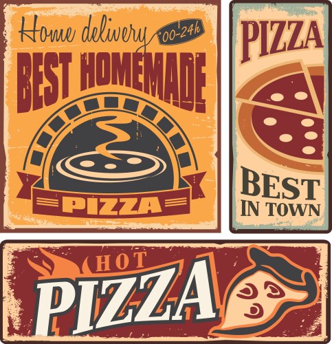 Retro Pizza Sign Set Vector Image