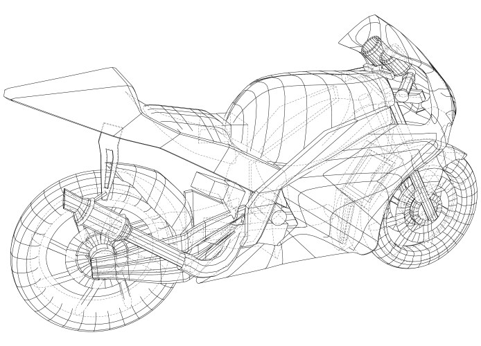 Sport motorcycle technical wire-frame Royalty Free Vector