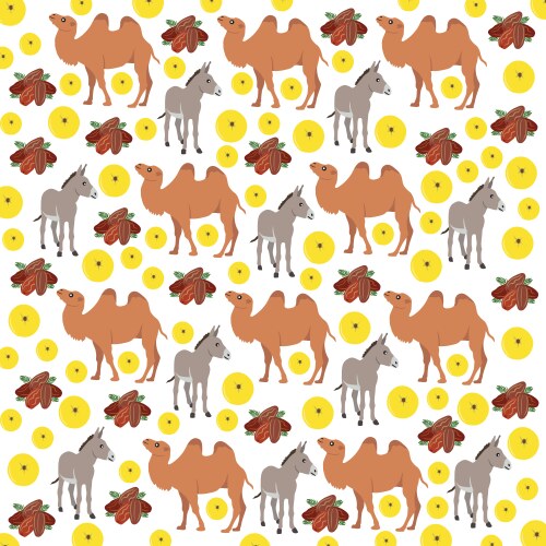 Camel zebra with fruit as a pattern background vector image