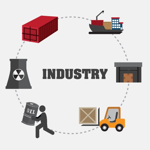 Oil gas industry flat design concept Royalty Free Vector