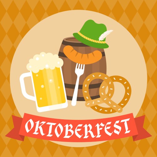 Oktoberfest poster or banner with pretzel Vector Image