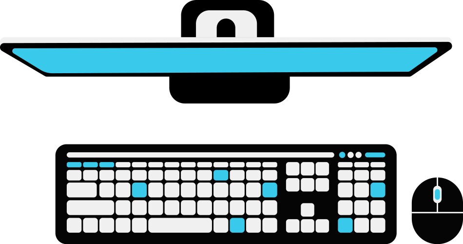 personal computer top view pc keyboard and mouse vector image vector image