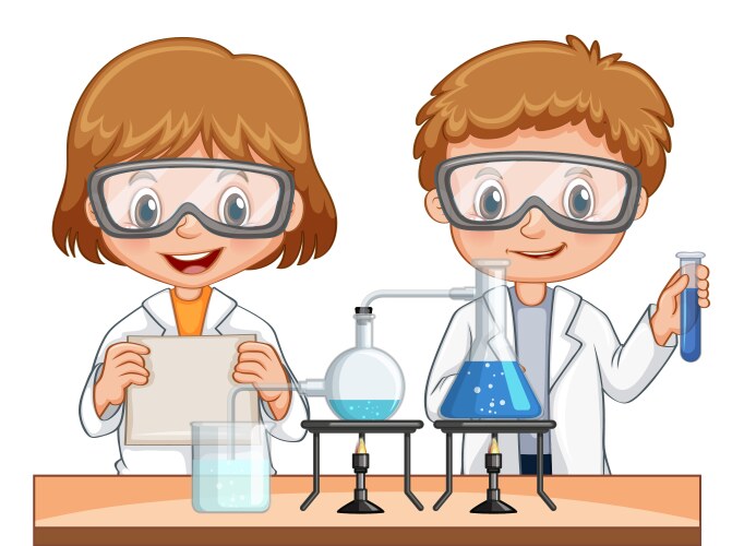 Science Experiment - Boy and Girl vector image