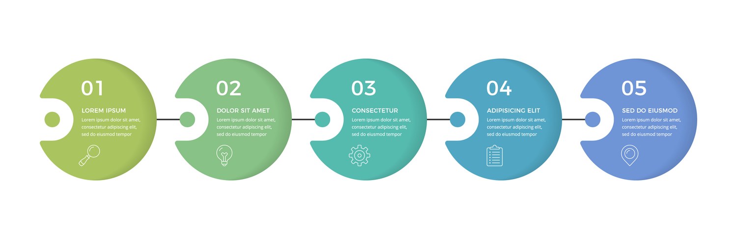 5-Step Circular Process Template – Royalty-Free Vector | VectorStock