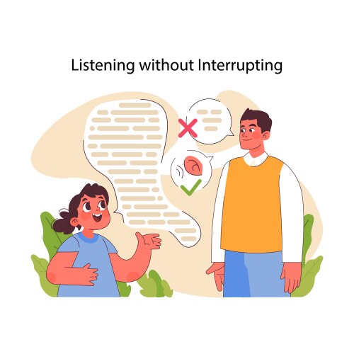 Listening without interrupting concept flat vector image