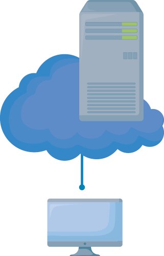 Computer monitor with circuit cloud and server vector image