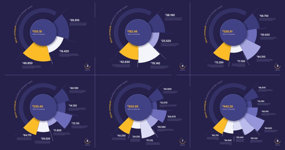 Set circle chart designs modern vector image