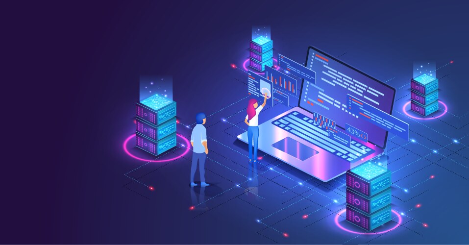 Web hosting or programming concept vector image