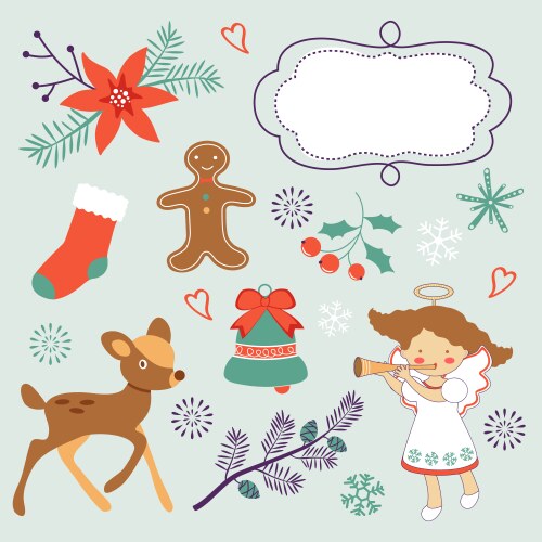 Colorful christmas collection with holiday Vector Image