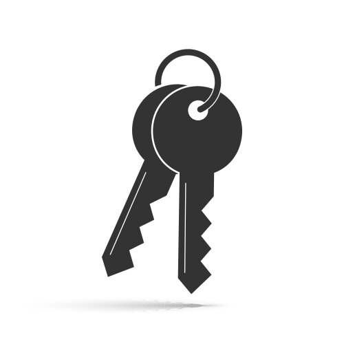Keys ring bunch icon pictogram black and white Vector Image