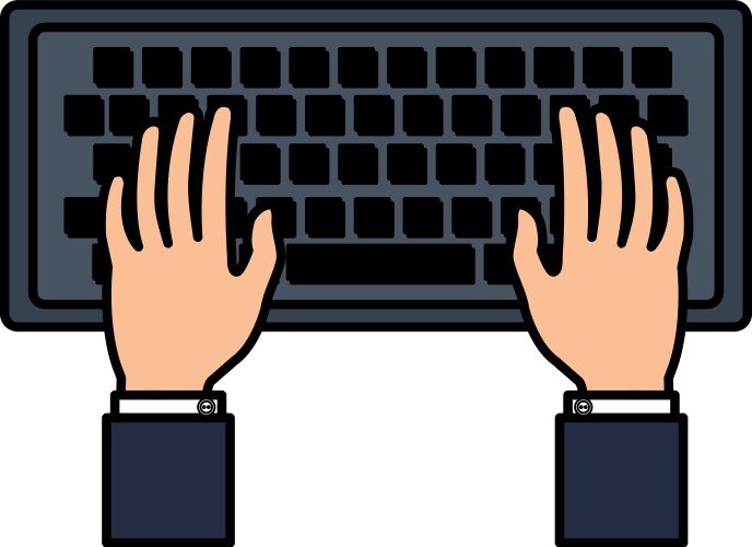 Hands using computer keyboard vector image