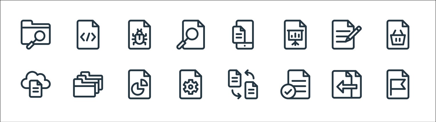 Document and files line icons linear set quality vector image