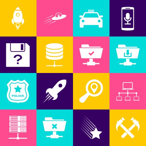 Set two crossed hammers computer network ftp vector image