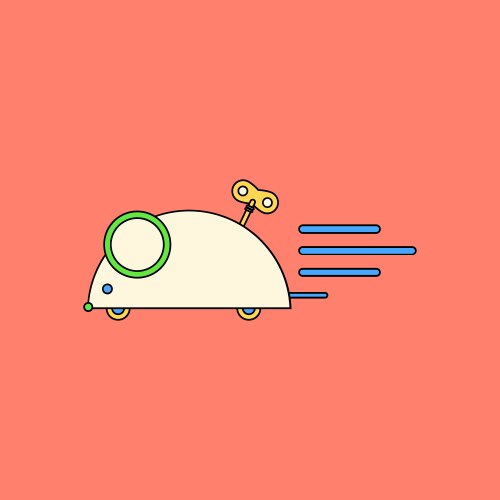 Flat icon design collection clockwork mouse toy vector image
