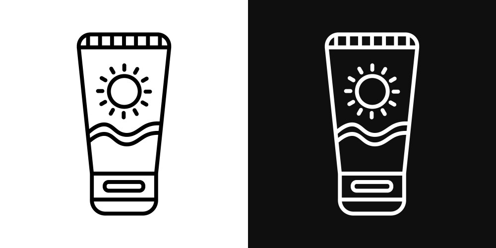 Suntan cream icon set beach sun symbol Royalty Free Vector