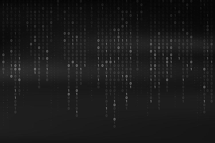 Abstract binary code background falling streaming vector image