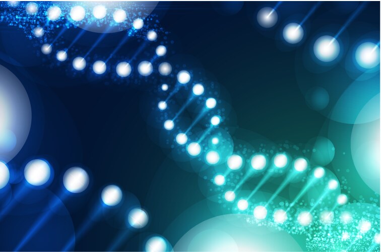 Dna digital sequence code structure with glow vector image