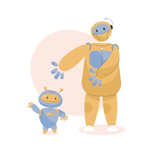 two cute robots assistants robotic machines vector image