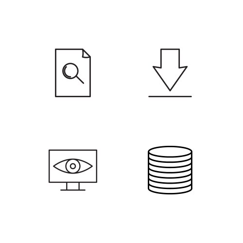 Data analytics linear icons set simple outline vector image