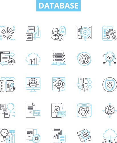 Database line icons set sql vector image