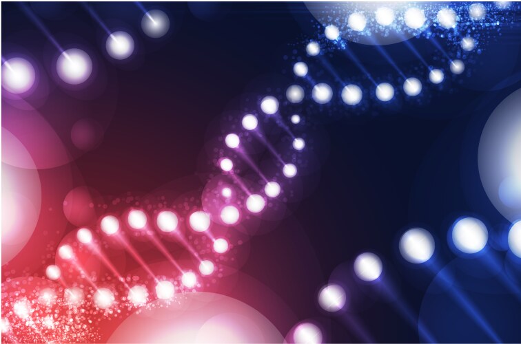 Dna digital sequence code structure with glow vector image