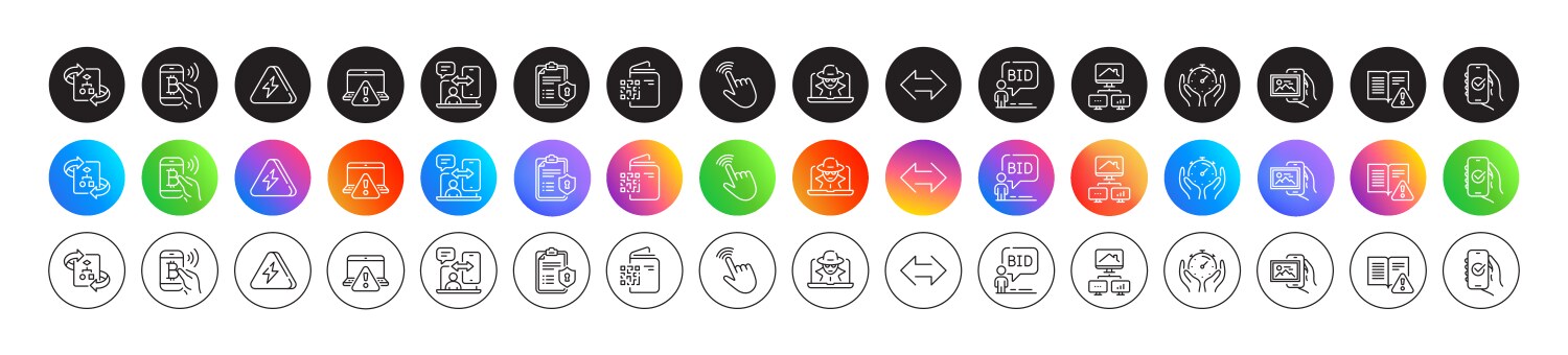 Fraud cursor and technical algorithm line icons vector image
