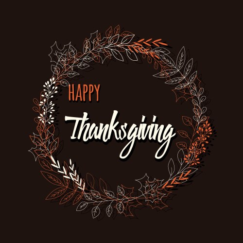 happy thanksgiving day card with flowers vector image