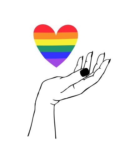 hand holding lgbtq rainbow heart colors concept vector image