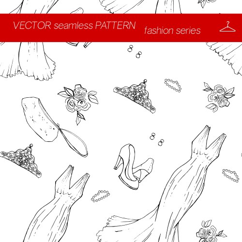 Seamless pattern fashion set in hand drawing style Vector Image