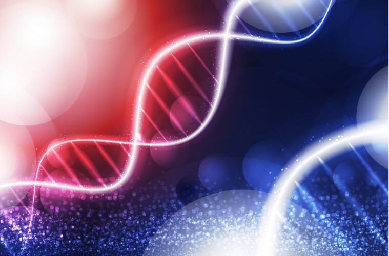 Dna digital sequence code structure with glow vector image