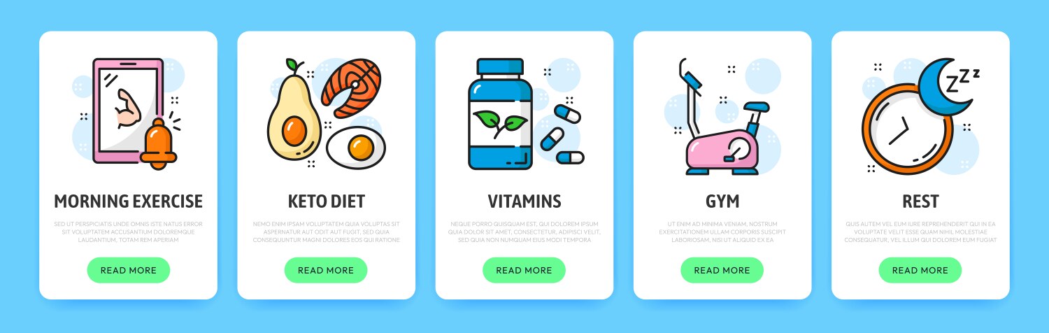 mobile app onboarding screen keto diet fitness vector