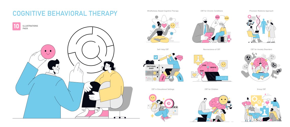 Gamification in psychotherapy flat Royalty Free Vector Image