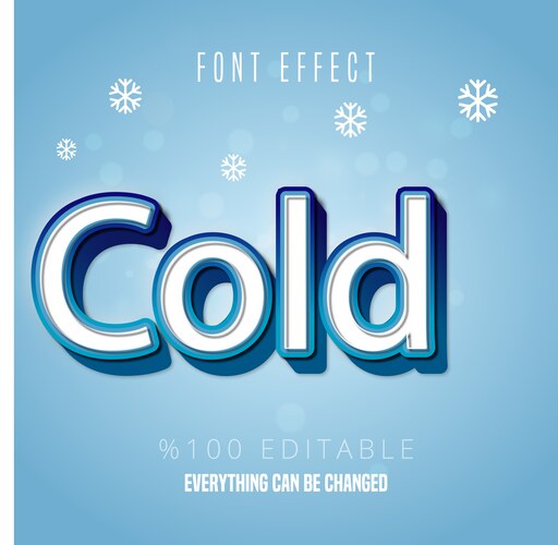 Cold text editable font effect vector image