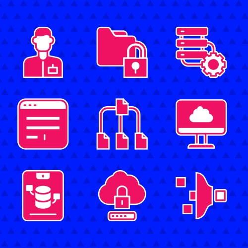 Set folder tree cloud computing lock filter vector image