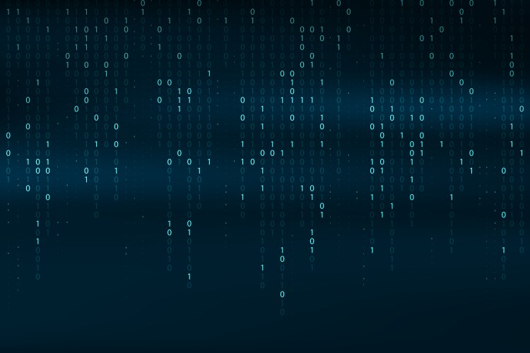 Abstract binary code background falling streaming vector image