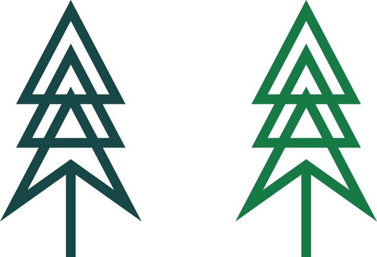 Pine tree line art logo design template Royalty Free Vector