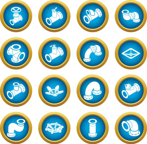 Pipeline constructor icons set isometric style vector image