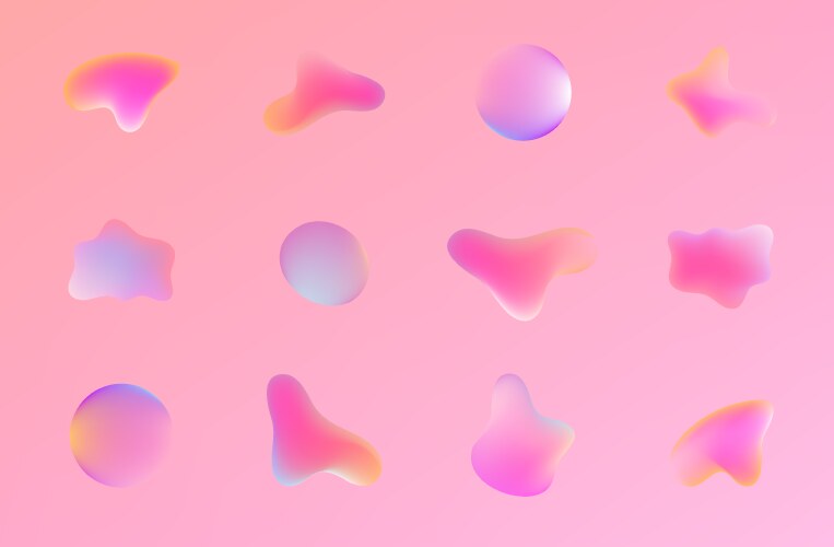 3d gradient spots set liquid shapes vector