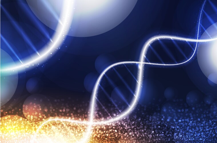 Dna digital sequence code structure with glow vector image