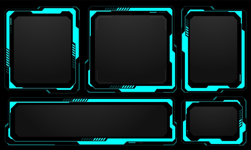 Hud frames blue user interface elements set vector image